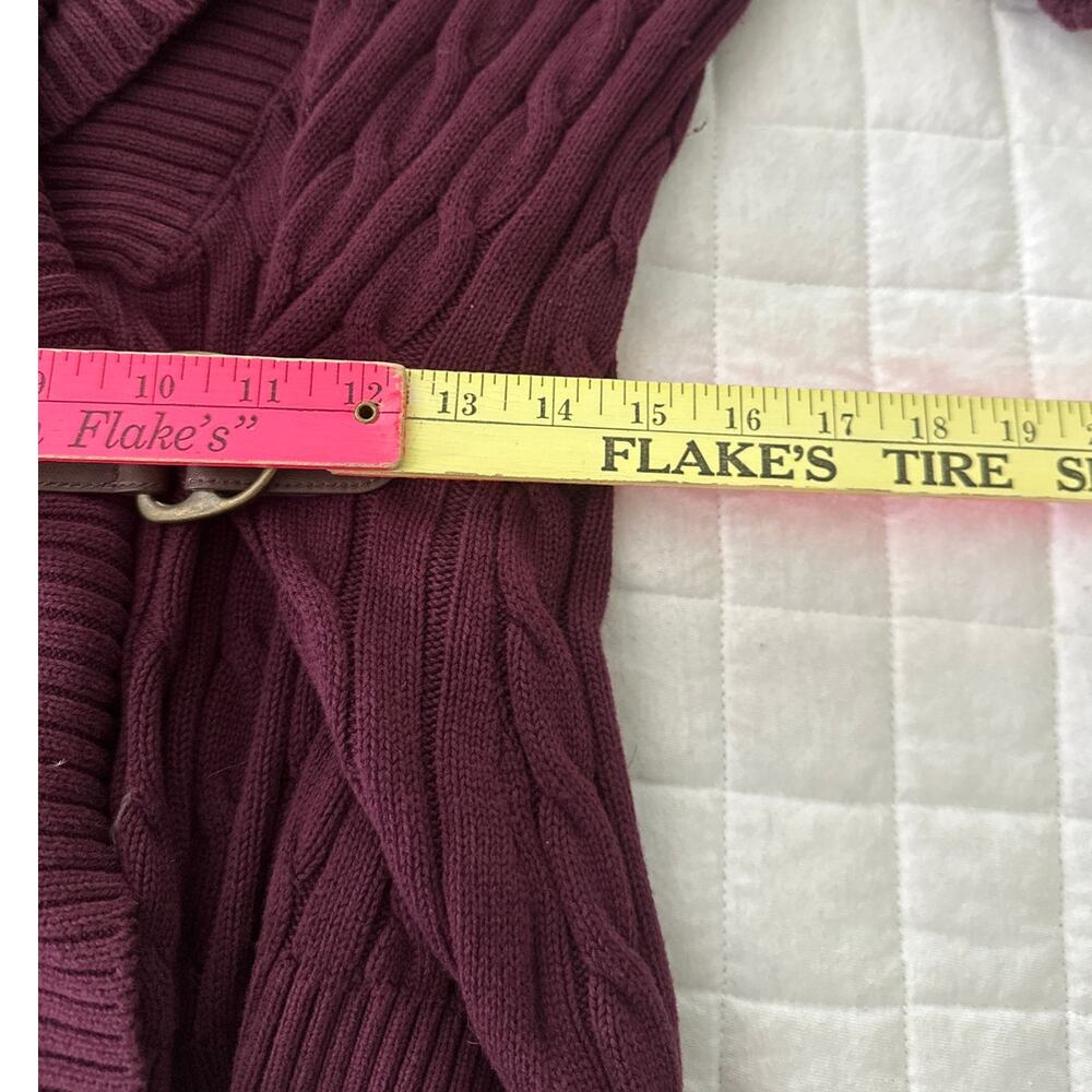 LRL Ralph Lauren Sweater Womens Medium Burgundy Buckled Cotton Classic Preppy - Picture 8 of 10